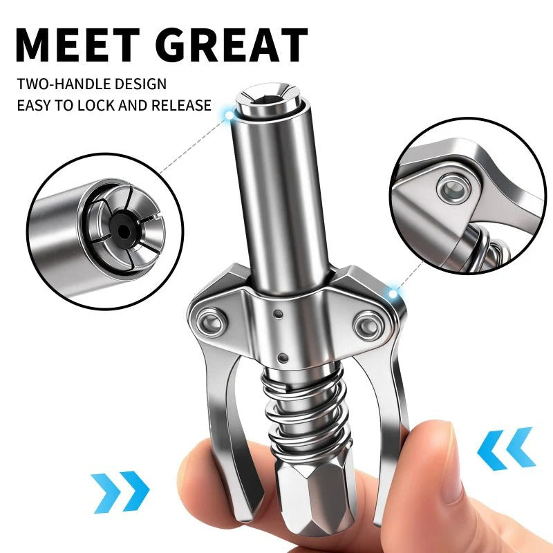 IronGrip Grease Nipple Coupler with Two-Handle Locking | Bowlift
