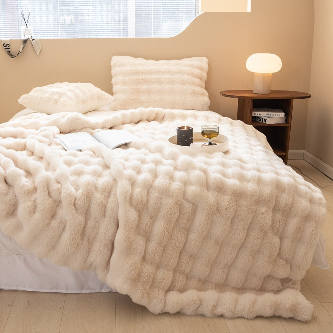 BowLift | Faux Fur Chunky Knit Duvet Cover Throw