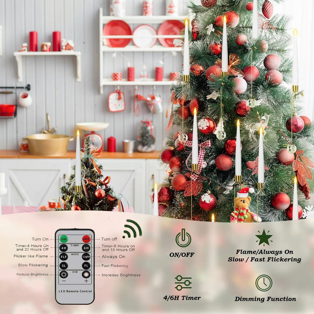 BowLift | LED Christmas tree candles with crystal ball – Realistic flame effect