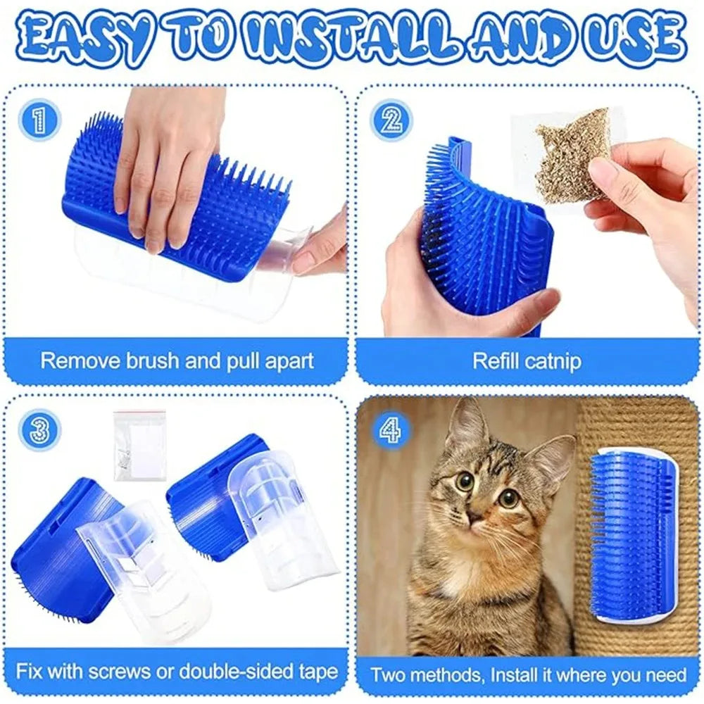 Cat Wall Brush with Catnip Bowlift