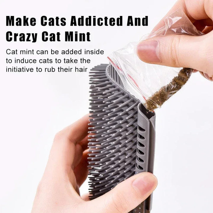 Cat Wall Brush with Catnip Bowlift