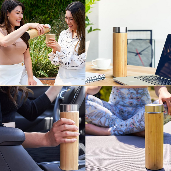 BowLift | Isolated Premium Bamboo Loose Leaf Tea Infuser Bottle - 500ml