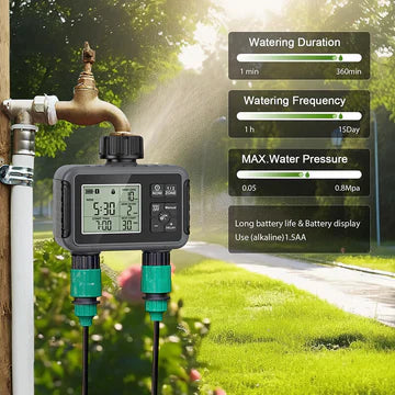 BowLift | Dual-Zone Sprinkler Water Timer with Smart Scheduling & LCD Display