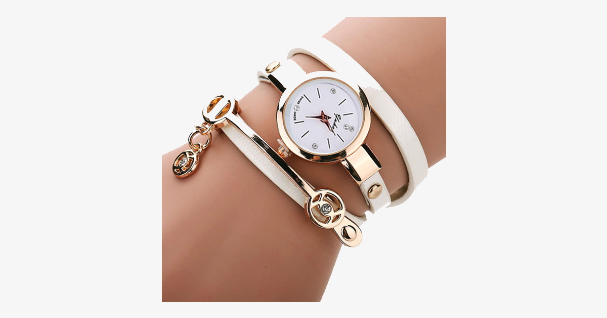 BowLift | Gold Charm Wrap Watch - Multicolored vegan leather watch for stylish people