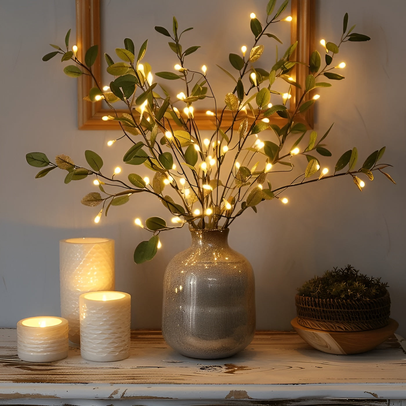 BowLift | EverLeaf Light – Natural Olive Branch LED Lamp for Atmospheric Lighting
