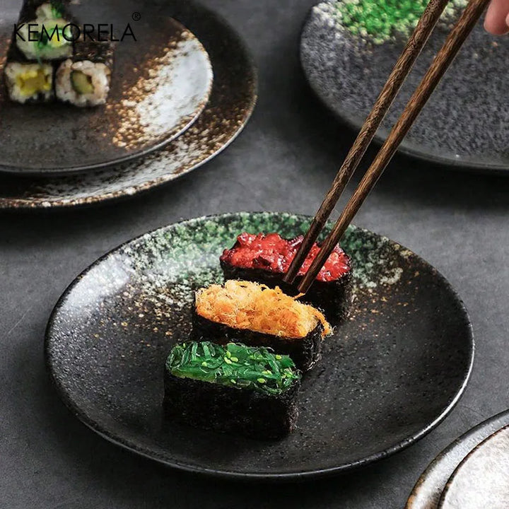 Japanese Style Ceramic Circular Dinner Plate Dessert Dish Plate | Bowlift