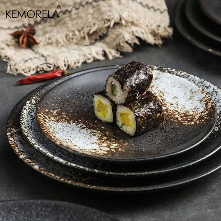 Japanese Style Ceramic Circular Dinner Plate Dessert Dish Plate | Bowlift
