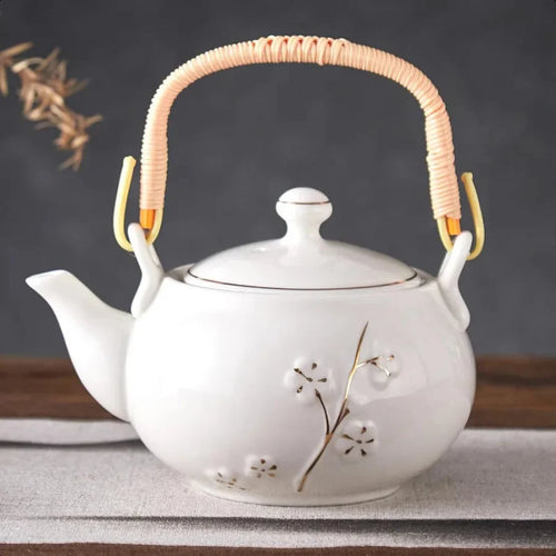 Japanese Tea Pot White Porcelain Chinese Teapot with Stainless Infuser | Bowlift