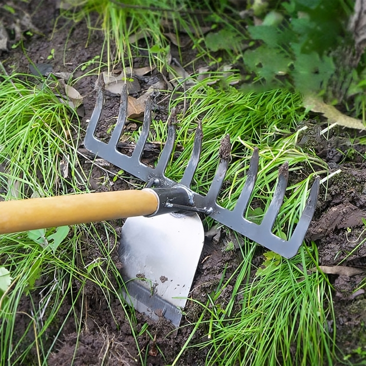BowLift | GardenMaster 2-in-1 | Heavy-Duty Rake Hoe for Soil Prep