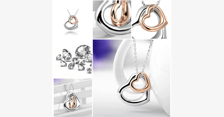 BowLift | Double Heart Gold-Silver Coating Pendant - Fashionable Lobster Clasp Gold-Plated Pendant for You