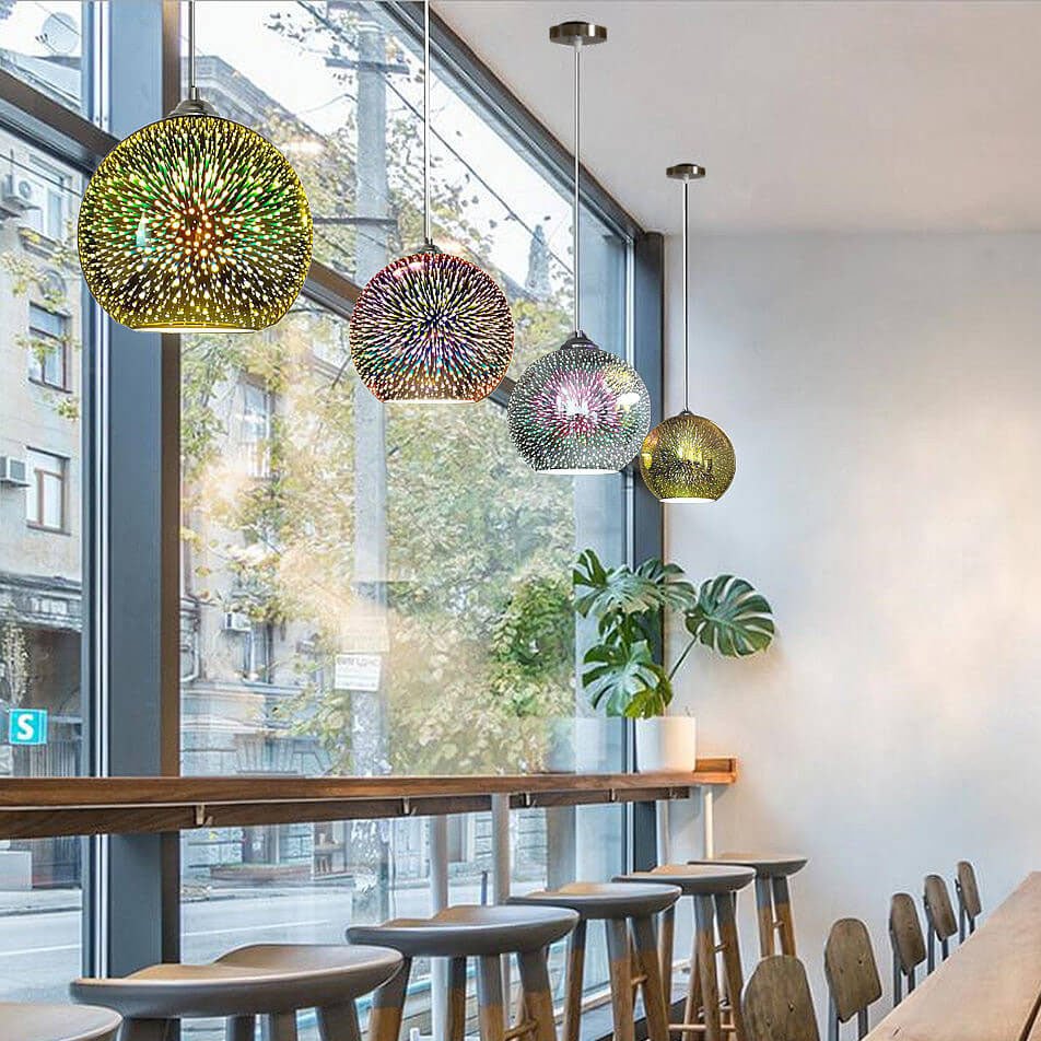 BowLift | SPARKDOME – 3D Glass Dome Pendant Light with Colorful Illumination