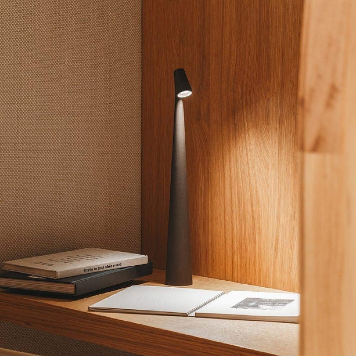BowLift | Sculpting Table Lamp Wireless LED Lamp Solid Aluminium 10000mAh Battery 3-Level Dimming CRI 90 USB-C Charging Port Warm White 2700K