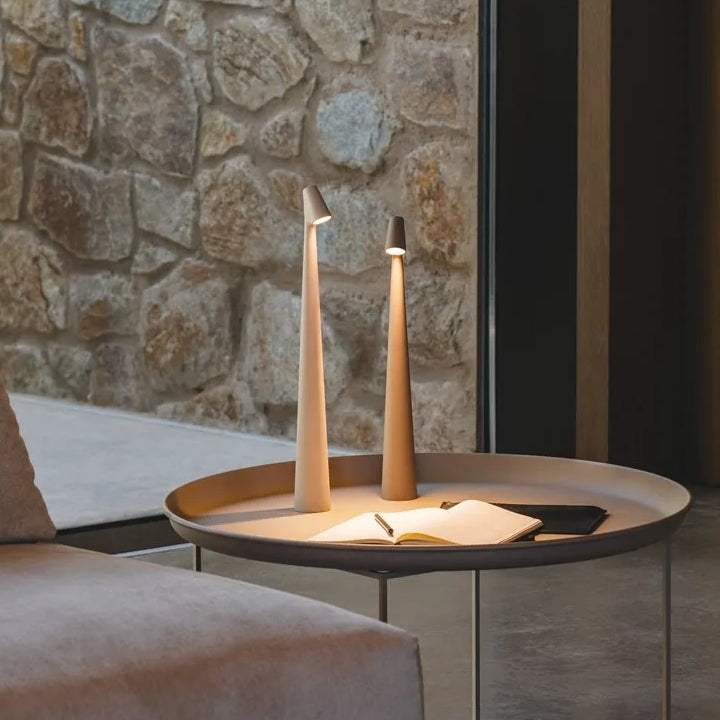 BowLift | Sculpting Table Lamp Wireless LED Lamp Solid Aluminium 10000mAh Battery 3-Level Dimming CRI 90 USB-C Charging Port Warm White 2700K