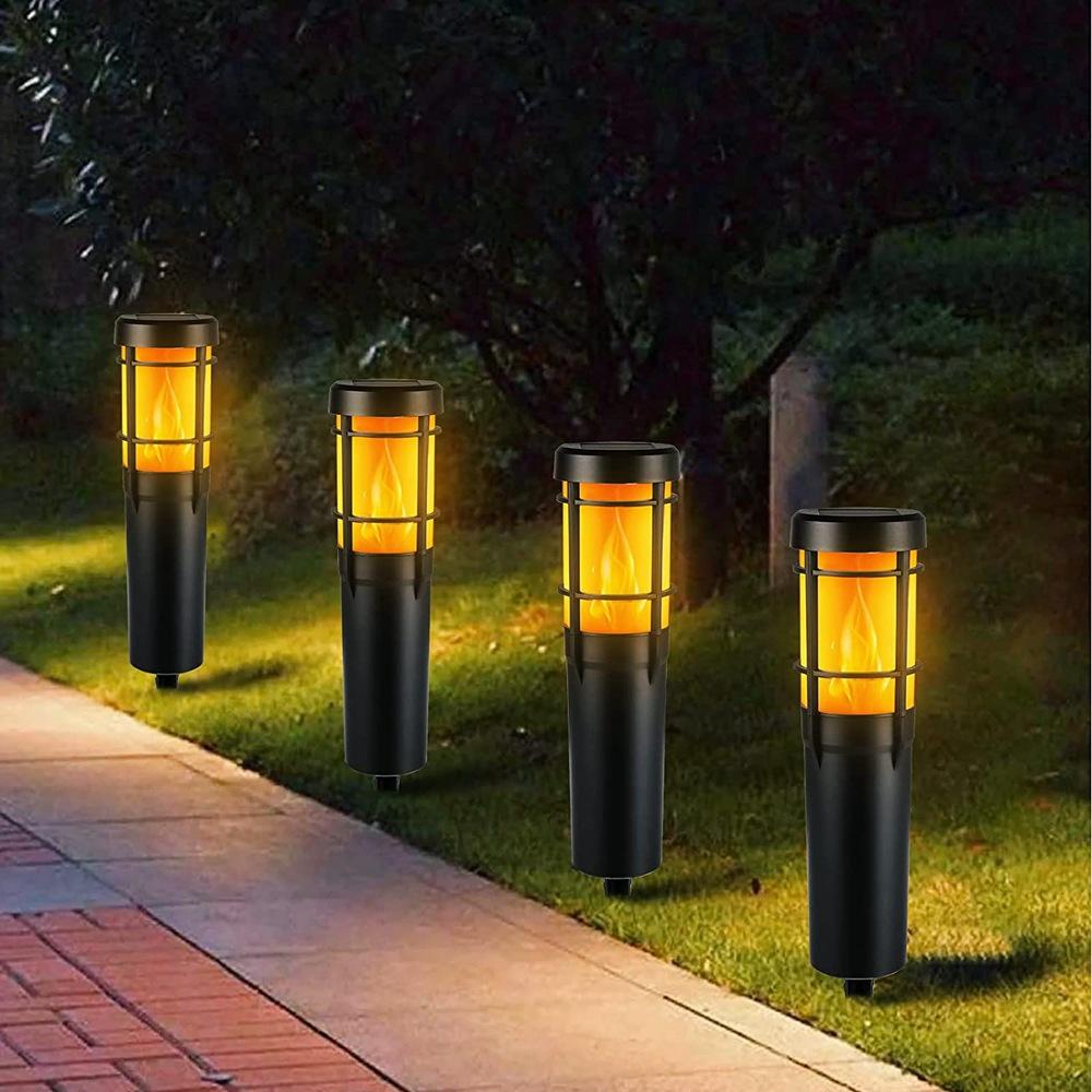 BowLift | Solar Path Lights for Outdoor Use, with Flickering Flame and RGB Color Changing, LED Solar Outdoor Lights for Yard, Garden, Path, Lawn - IP65 Waterproof