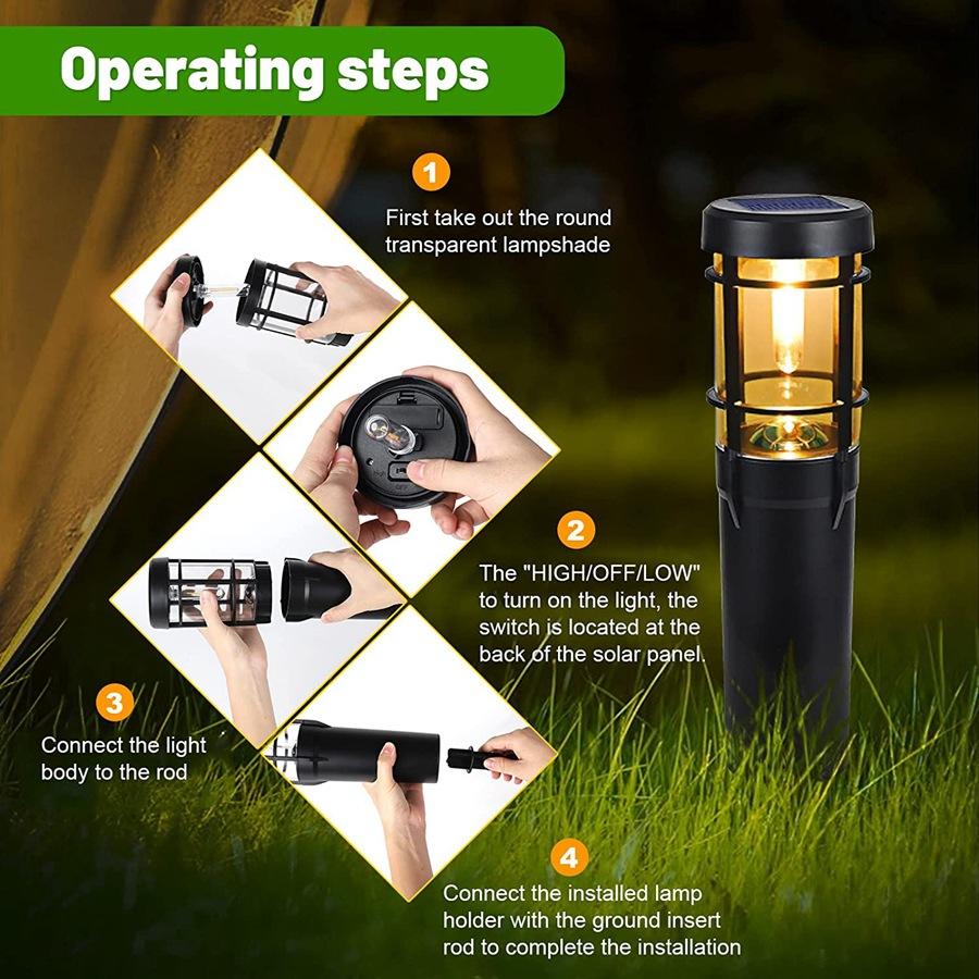 BowLift | Solar path lights, solar outdoor lights up to 14 hrs. Outdoor waterproof, IP65 waterproof solar garden lights for paths walkways