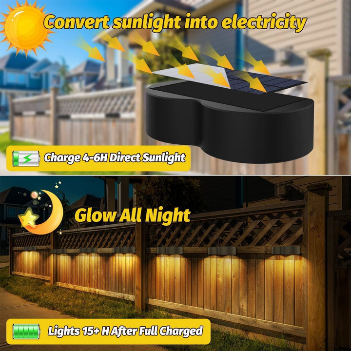 BowLift | Solar fence lights outdoor wall lights Waterproof IP65, Warm white & RGB 8 specific fixed colors for fence wall step deck patio