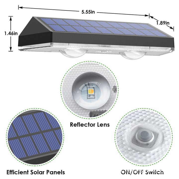 BowLift | Solar fence lights outdoor warm white & RGB changing solar deck lights, LED solar lights for outdoor wall railing terrace stairs step garden backyard