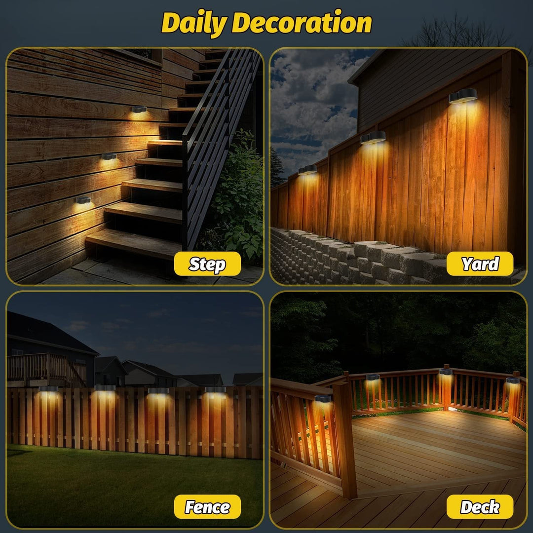 BowLift | Solar fence lights outdoor wall lights Waterproof IP65, Warm white & RGB 8 specific fixed colors for fence wall step deck patio