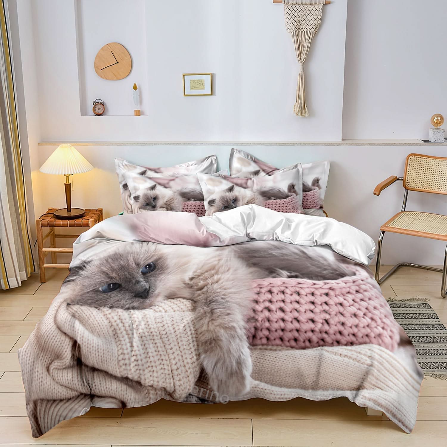 BowLift | Cotton Cat Motif Bedding Set – 3 Pieces