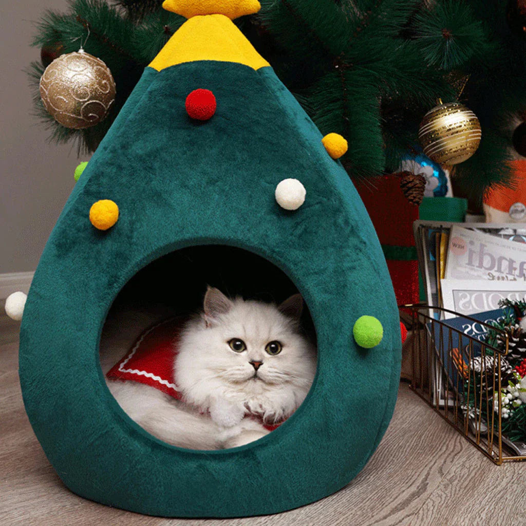 Cat Bed Christmas Tree – CozyTree Haven Bowlift