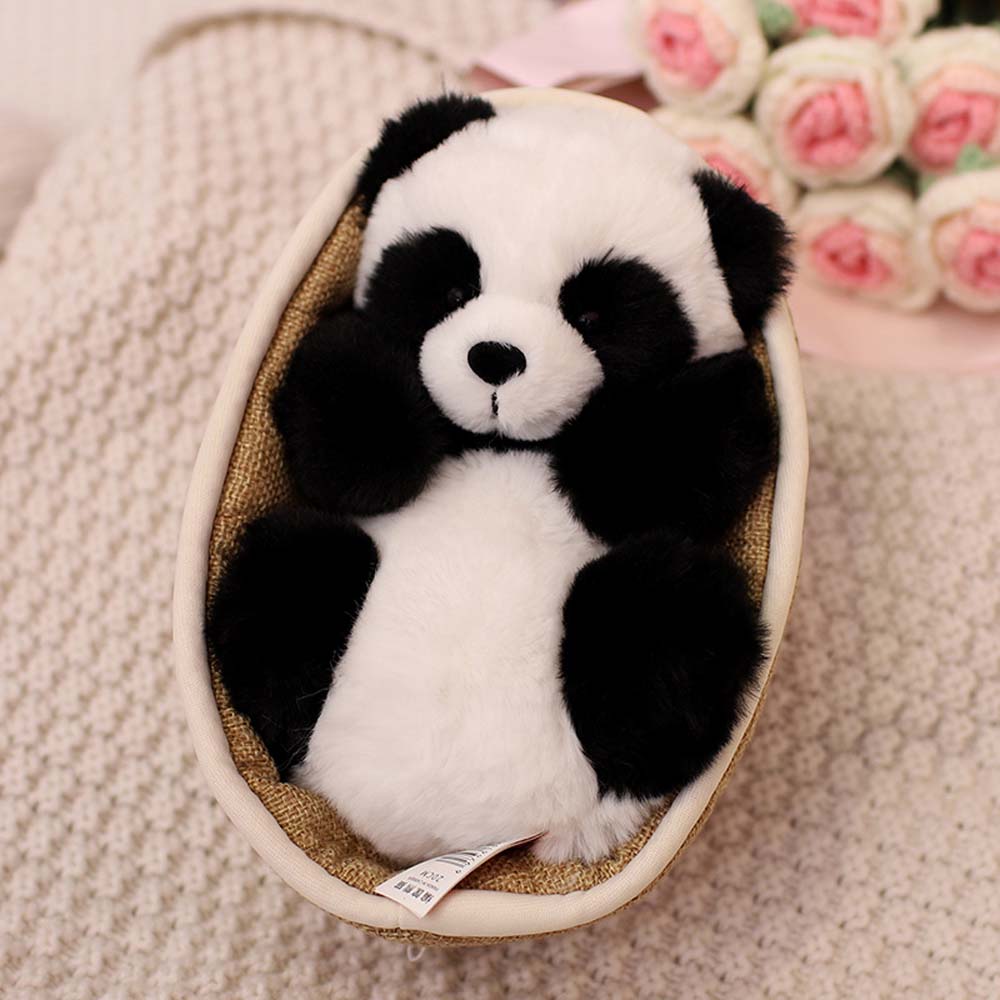 BowLift | Kawaii Baby Panda In Basket Plush Toy