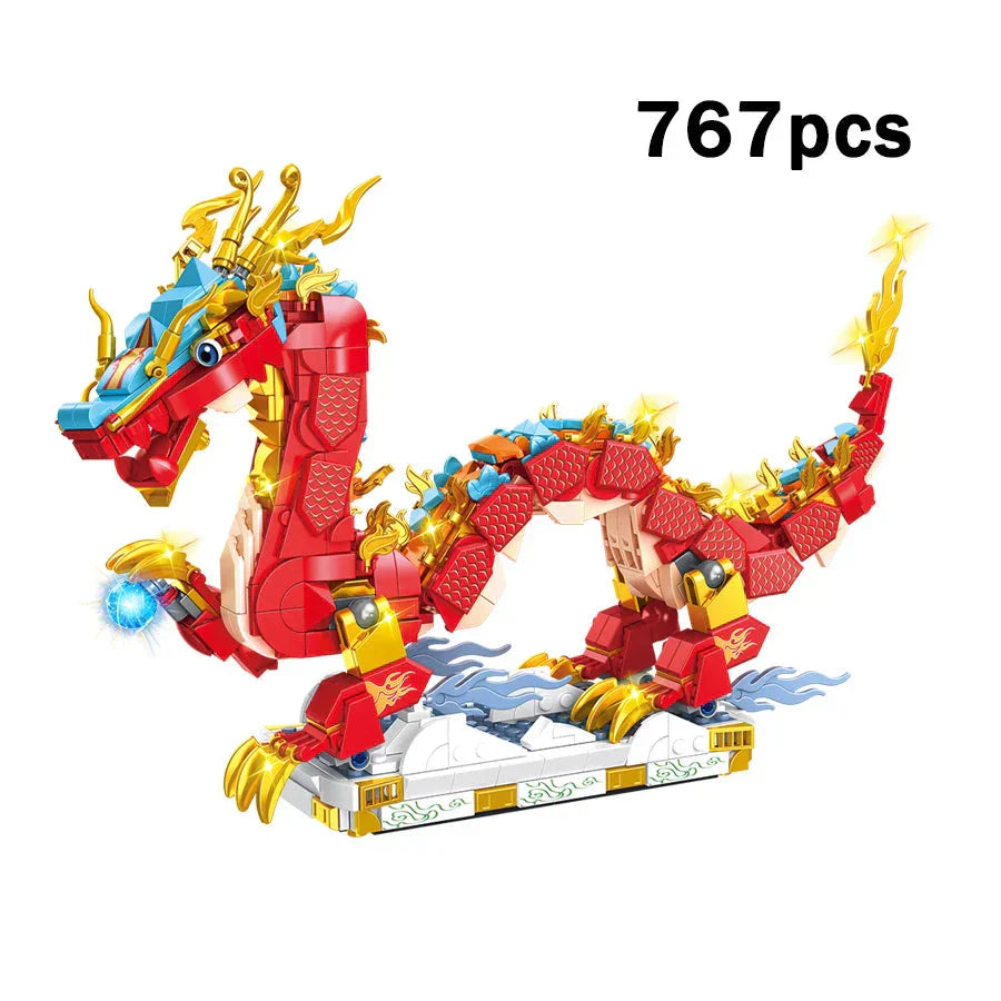 BowLift | Chinese Lunar Red Blue-Tipped Dragon Building Blocks