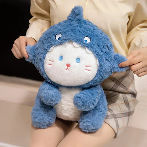 BowLift | Fluffy Dog & Cat in Shark Outfit Plushie