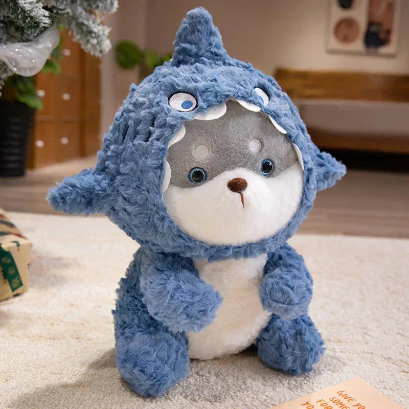 BowLift | Fluffy Dog & Cat in Shark Outfit Plushie
