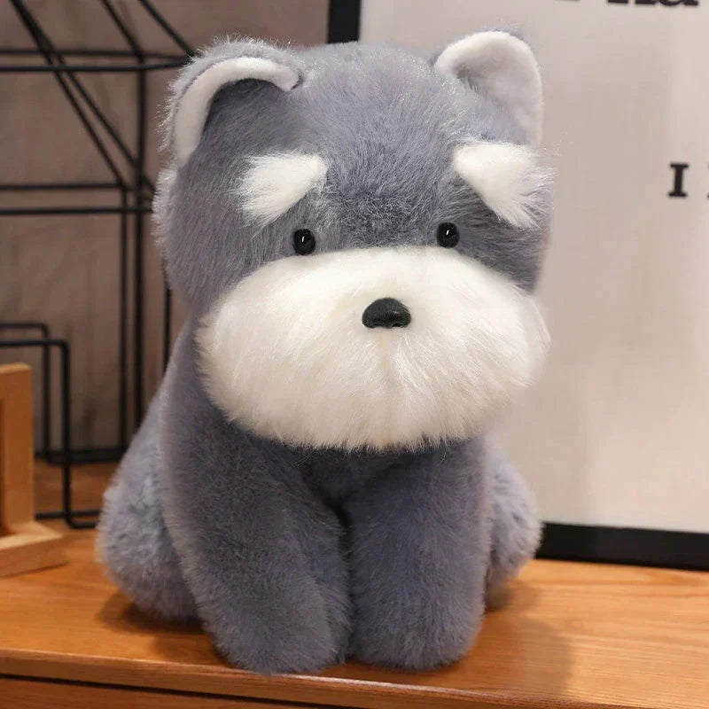 BowLift | Fluffy Gray Biege Schnauzer Dog Plushie