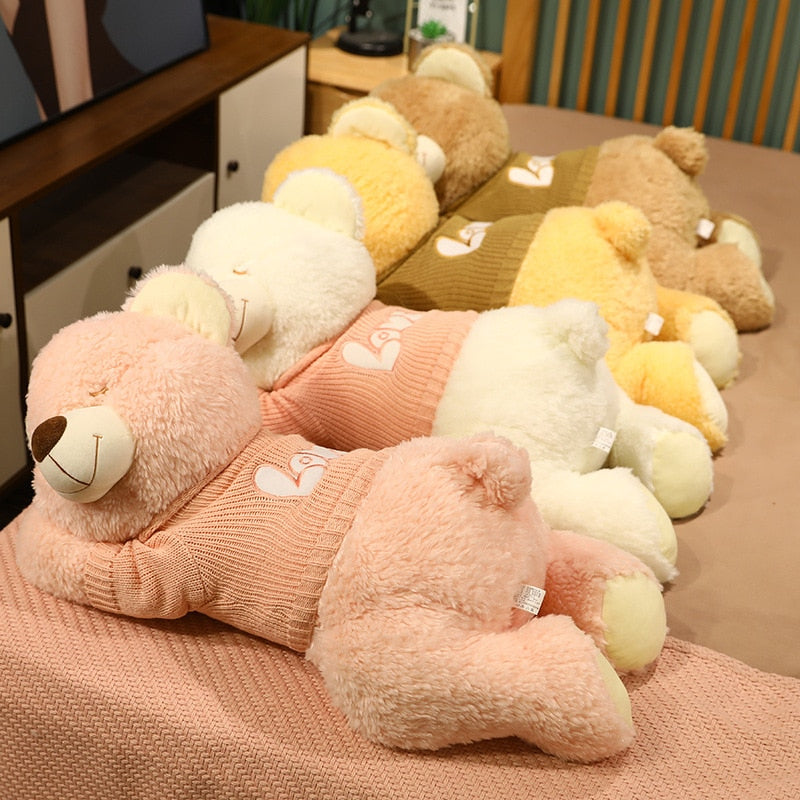 BowLift | Fluffy Sleeping Brown White Dog Bear Plushie