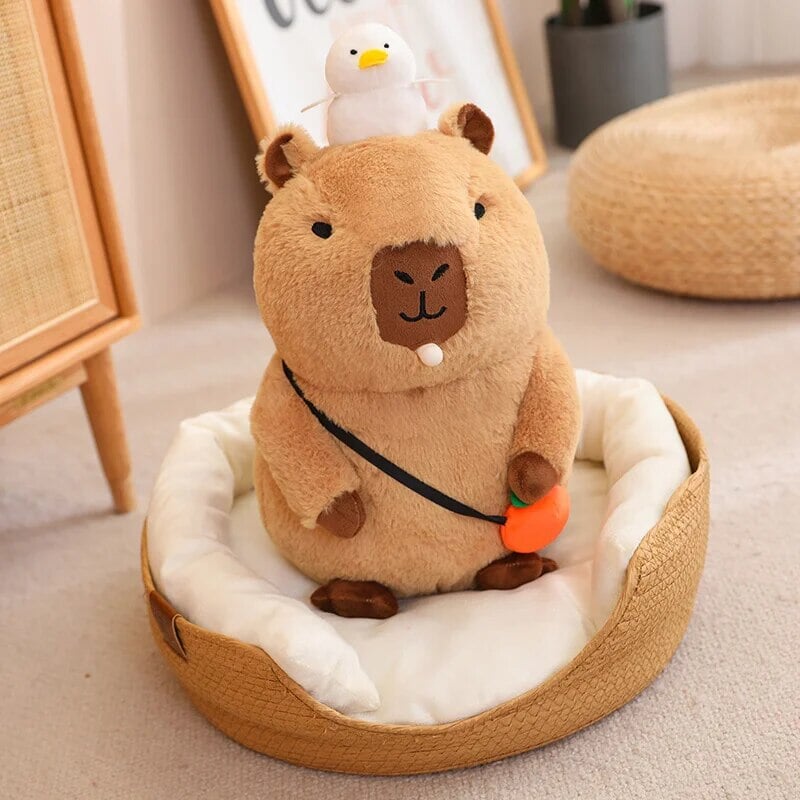 BowLift | Fluffy Sleepy Capybara with Orange Plushie