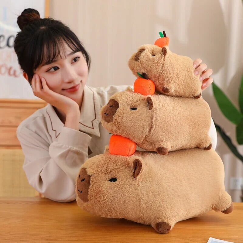 BowLift | Fluffy Sleepy Capybara with Orange Plushie