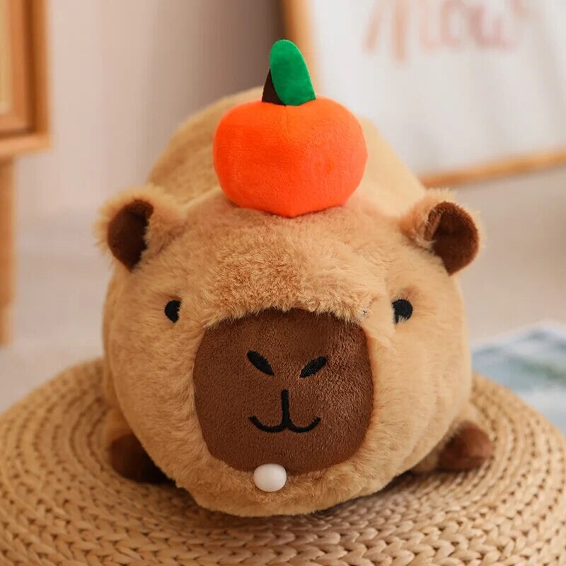 BowLift | Fluffy Sleepy Capybara with Orange Plushie