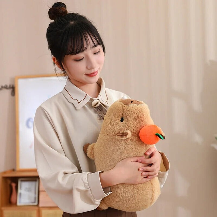 BowLift | Fluffy Sleepy Capybara with Orange Plushie