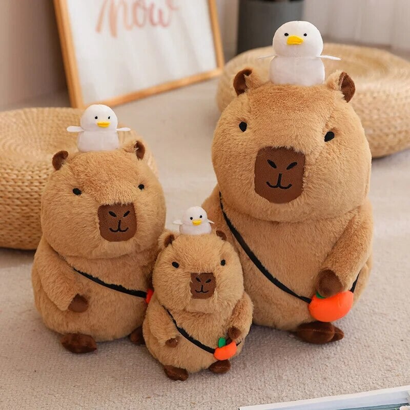 BowLift | Fluffy Sleepy Capybara with Orange Plushie