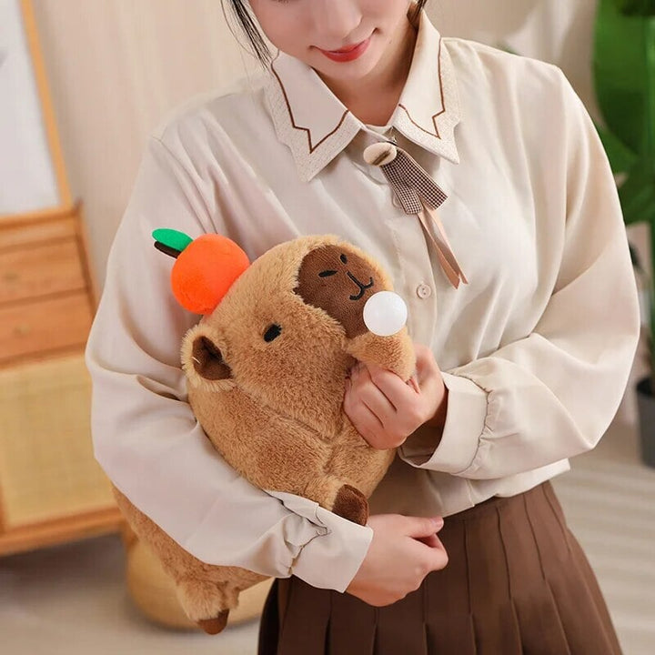 BowLift | Fluffy Sleepy Capybara with Orange Plushie