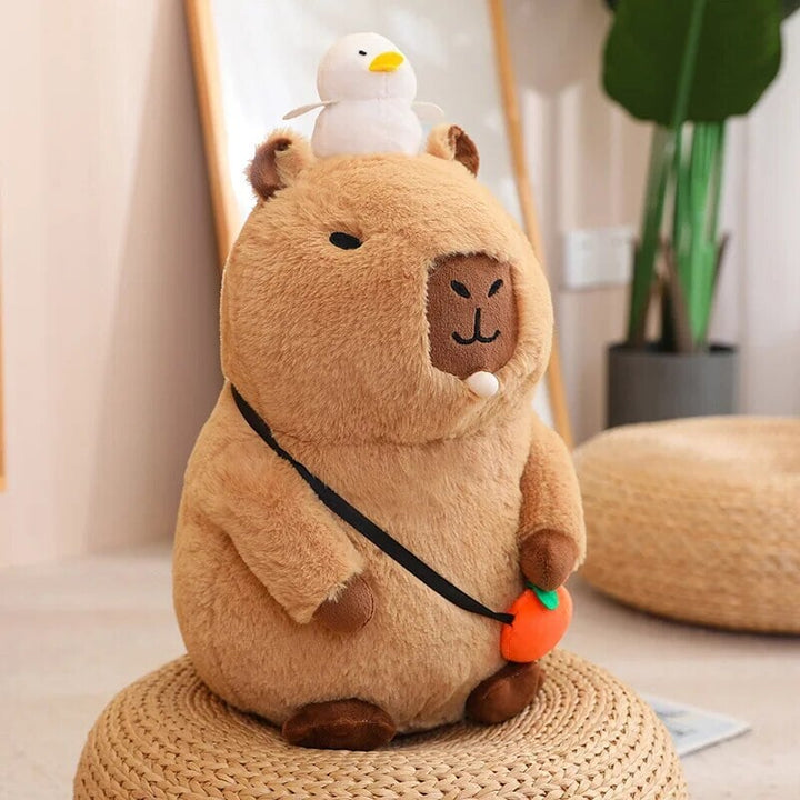 BowLift | Fluffy Sleepy Capybara with Orange Plushie