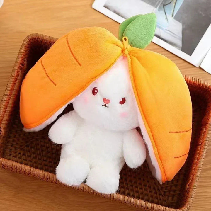 BowLift | Fluffy Strawberry Carrot Bunny Zip Up Plushie