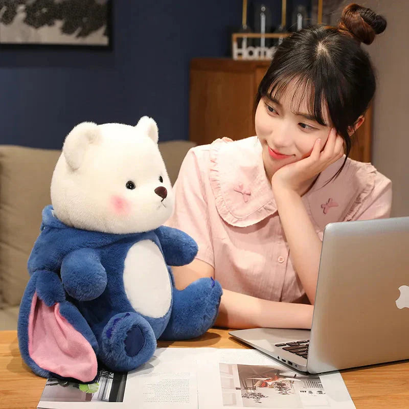 BowLift | Fluffy White Bear Donkey Outfit Plushie