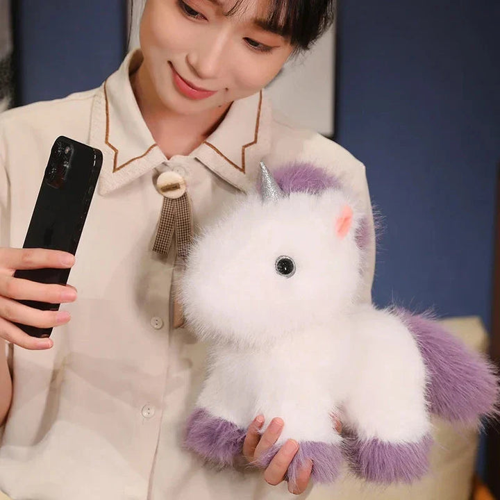 BowLift | Fluffy White Blue Purple Chibi Unicorn Plushie