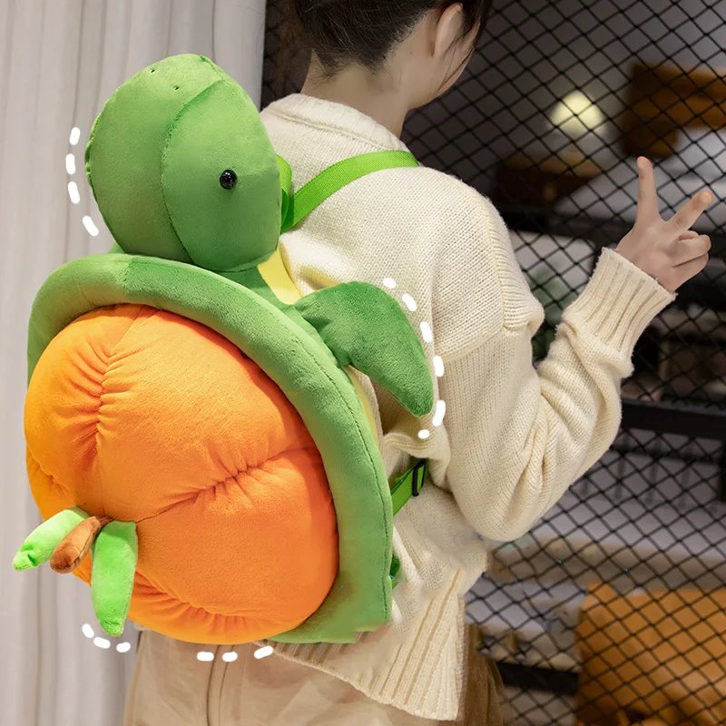 BowLift | Green Orange Turtle Plush Backpack