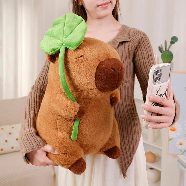 BowLift | Kawaii Capybara Plushie Holding Leaf