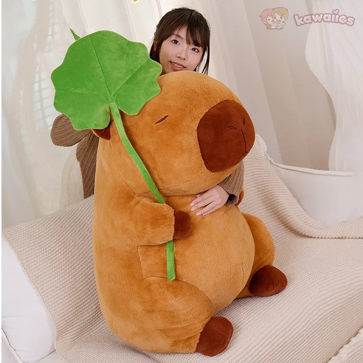 BowLift | Kawaii Capybara Plushie Holding Leaf
