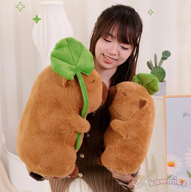 BowLift | Kawaii Capybara Plushie Holding Leaf