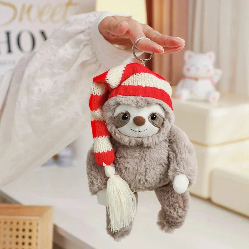 BowLift | Kawaii Christmas Sloth Plush with Striped Hat