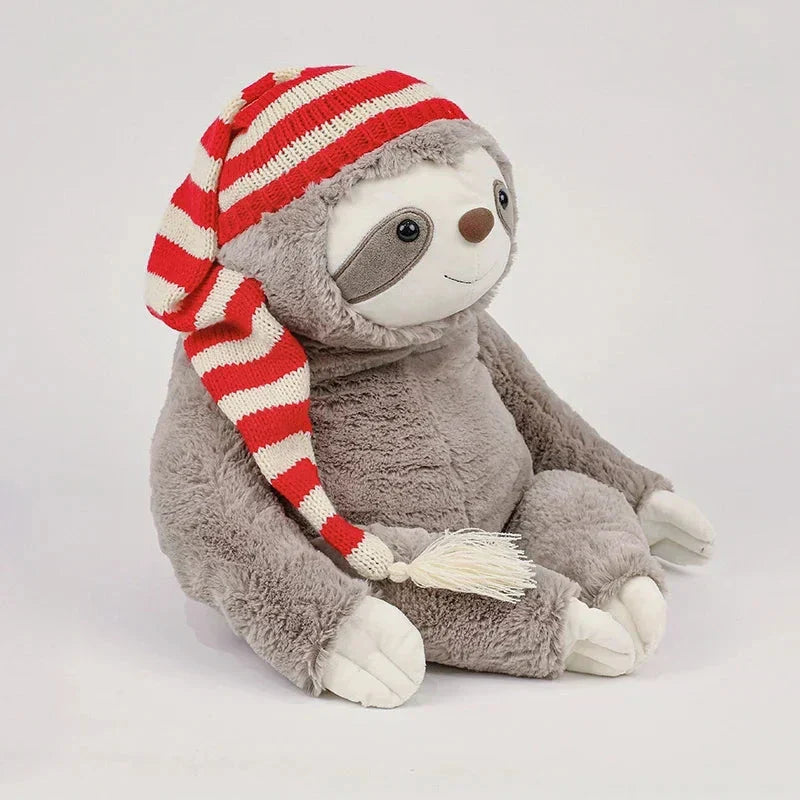 BowLift | Kawaii Christmas Sloth Plush with Striped Hat