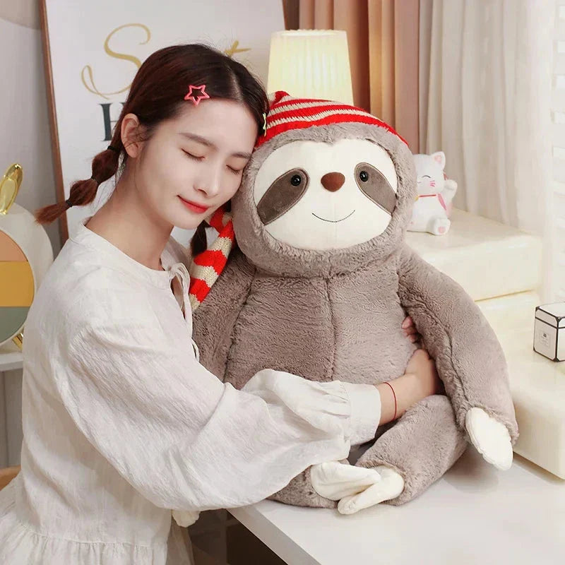 BowLift | Kawaii Christmas Sloth Plush with Striped Hat