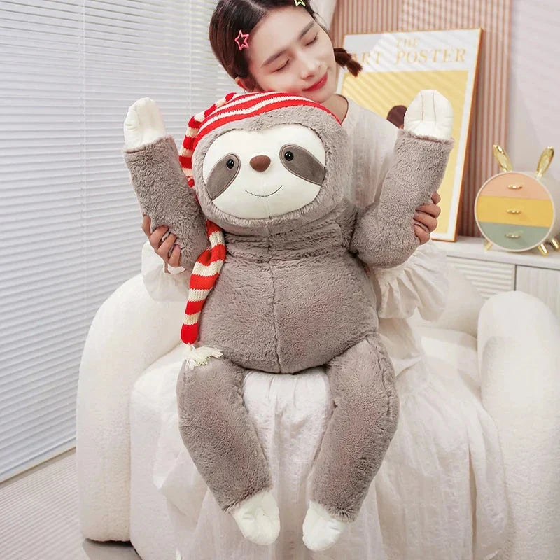 BowLift | Kawaii Christmas Sloth Plush with Striped Hat