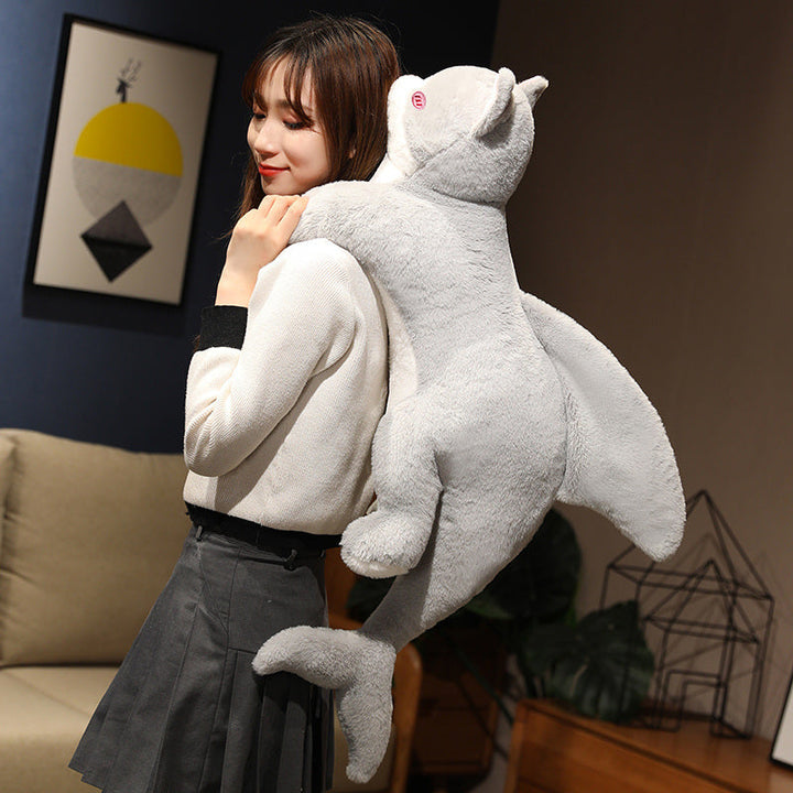 BowLift | Kawaii Grey Half Cat Half Shark Combo Plushie