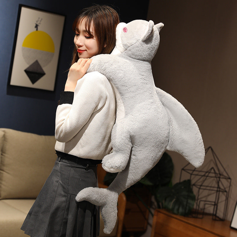 BowLift | Kawaii Grey Half Cat Half Shark Combo Plushie